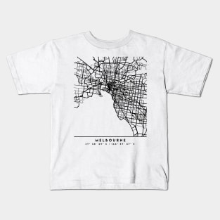 MELBOURNE AUSTRALIA BLACK CITY STREET MAP ART Kids T-Shirt